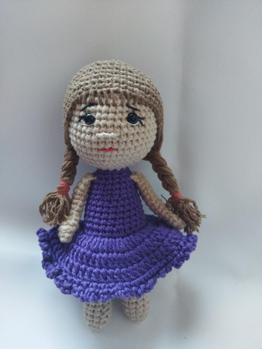 Чарівна В'язана Лялька  "Софійка" 19 см, Ручна Робота, Гіпоалергенна, У Незнімному Платтячку - Зображення 4