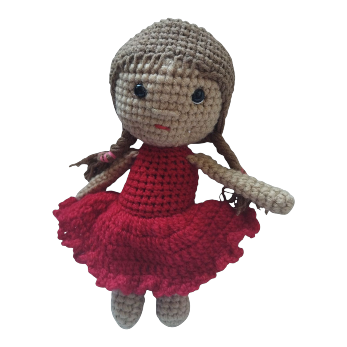 Чарівна В'язана Лялька  "Наталка " 19 см, Ручна Робота, Гіпоалергенна, У Незнімному Платтячку