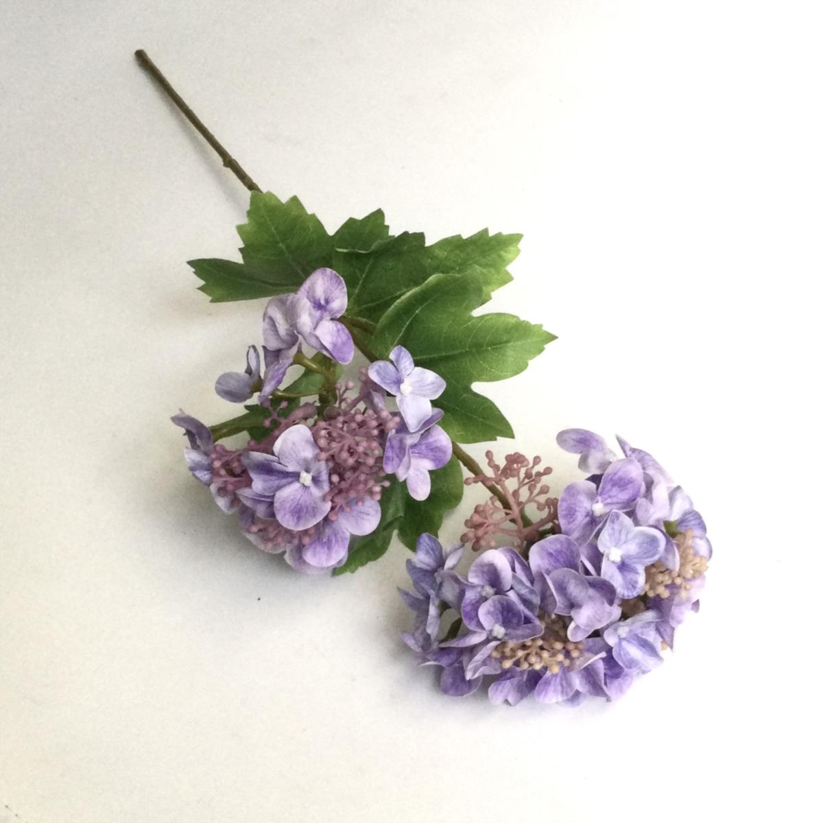 Ветка гелевой гортензии сиреневая 50см