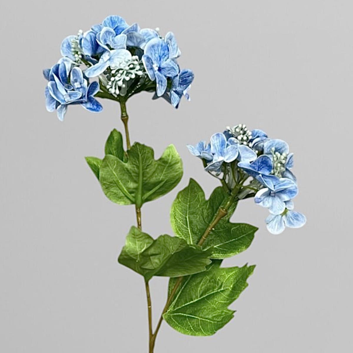 Ветка гелевой гортензии голубая 50см
