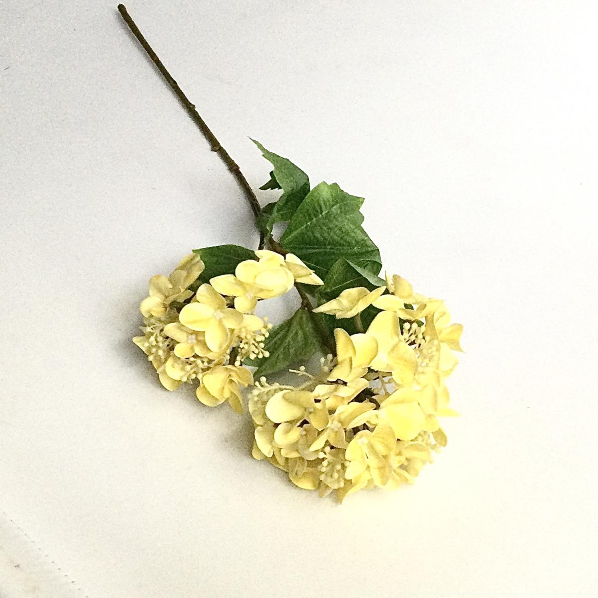 Ветка гелевой гортензии желтая 50см