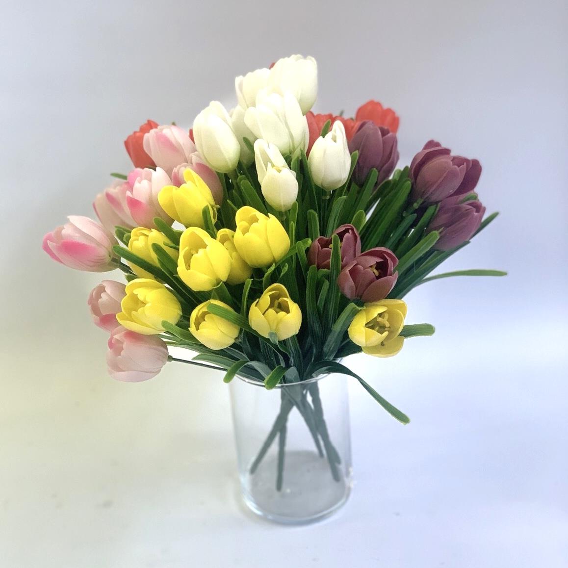 Букет силиконовых  белых тюльпанов - 35см - Зображення 2