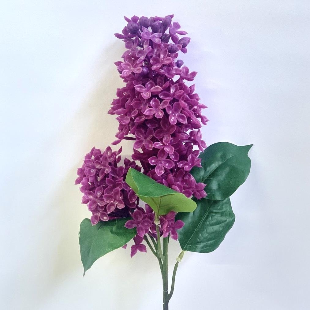 Ветка силиконовой сирени фиолетовая двойная - 67см