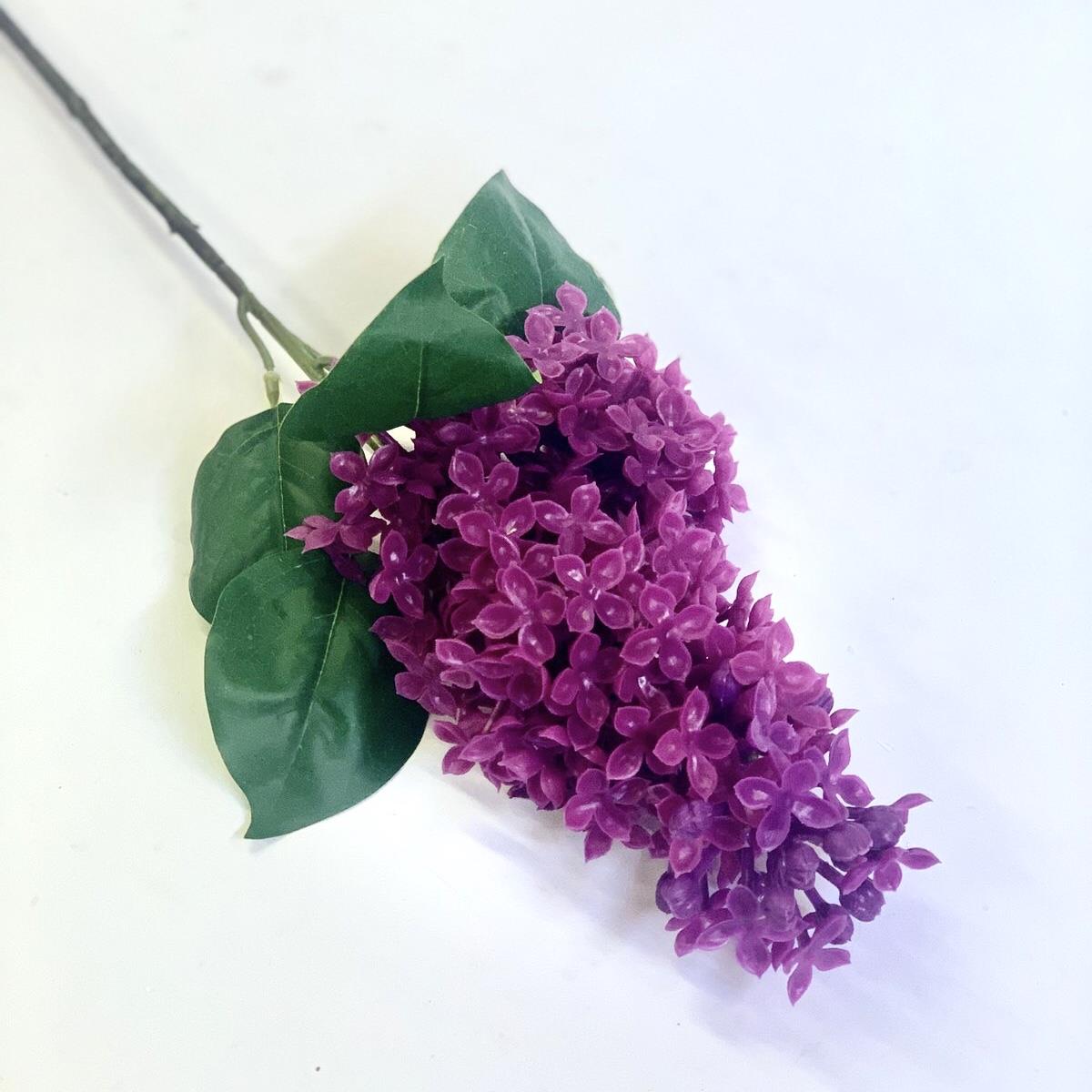 Ветка силиконовой сирени фиолетовая двойная - 67см - Зображення 3
