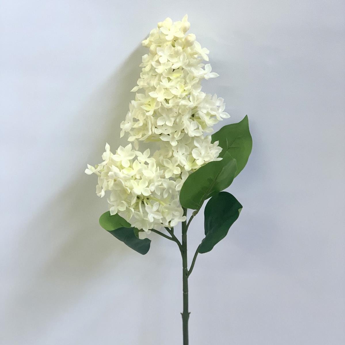 Ветка силиконовой сирени белая двойная - 67см