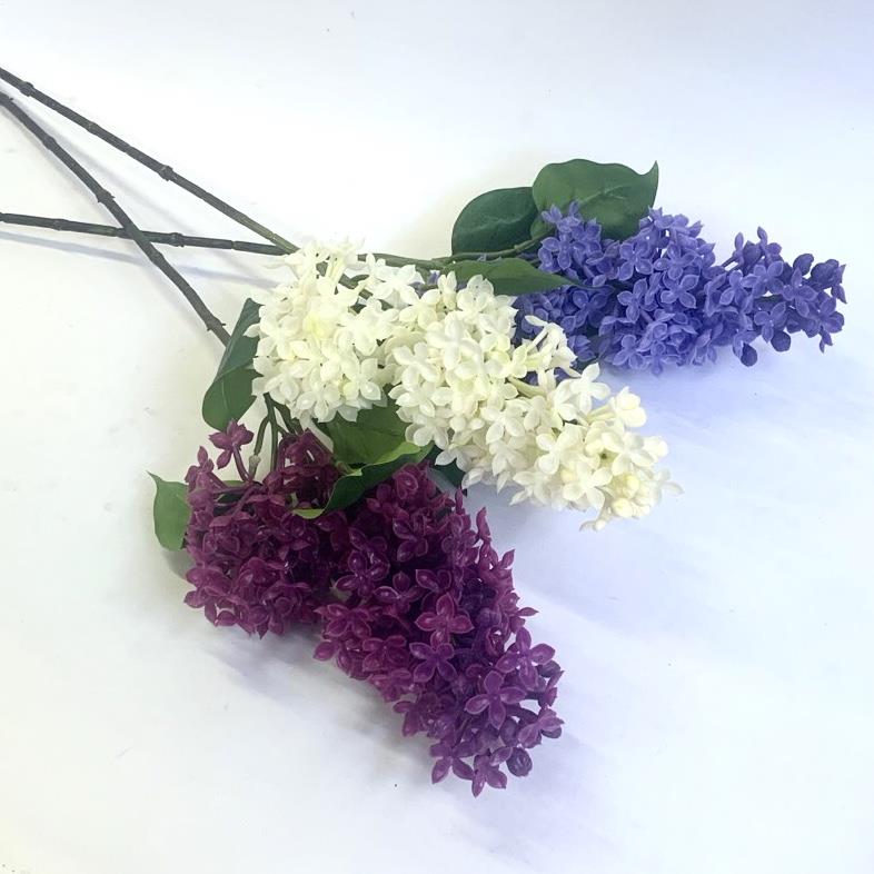 Ветка силиконовой сирени белая двойная - 67см - Зображення 3