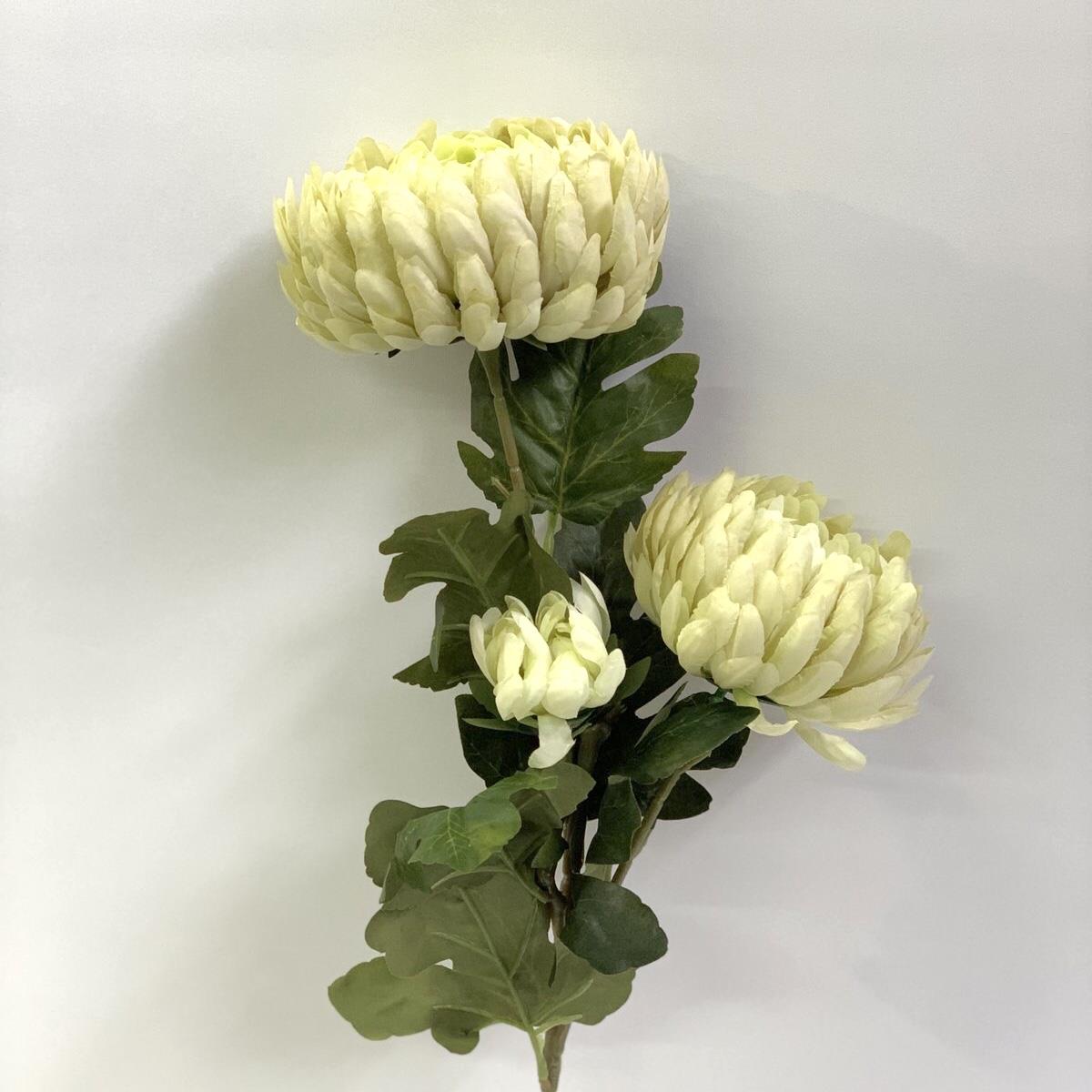 Ветка хризантемы салатовая 75см - Зображення 2