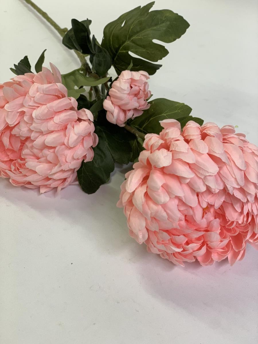 Ветка хризантемы розовая 75см