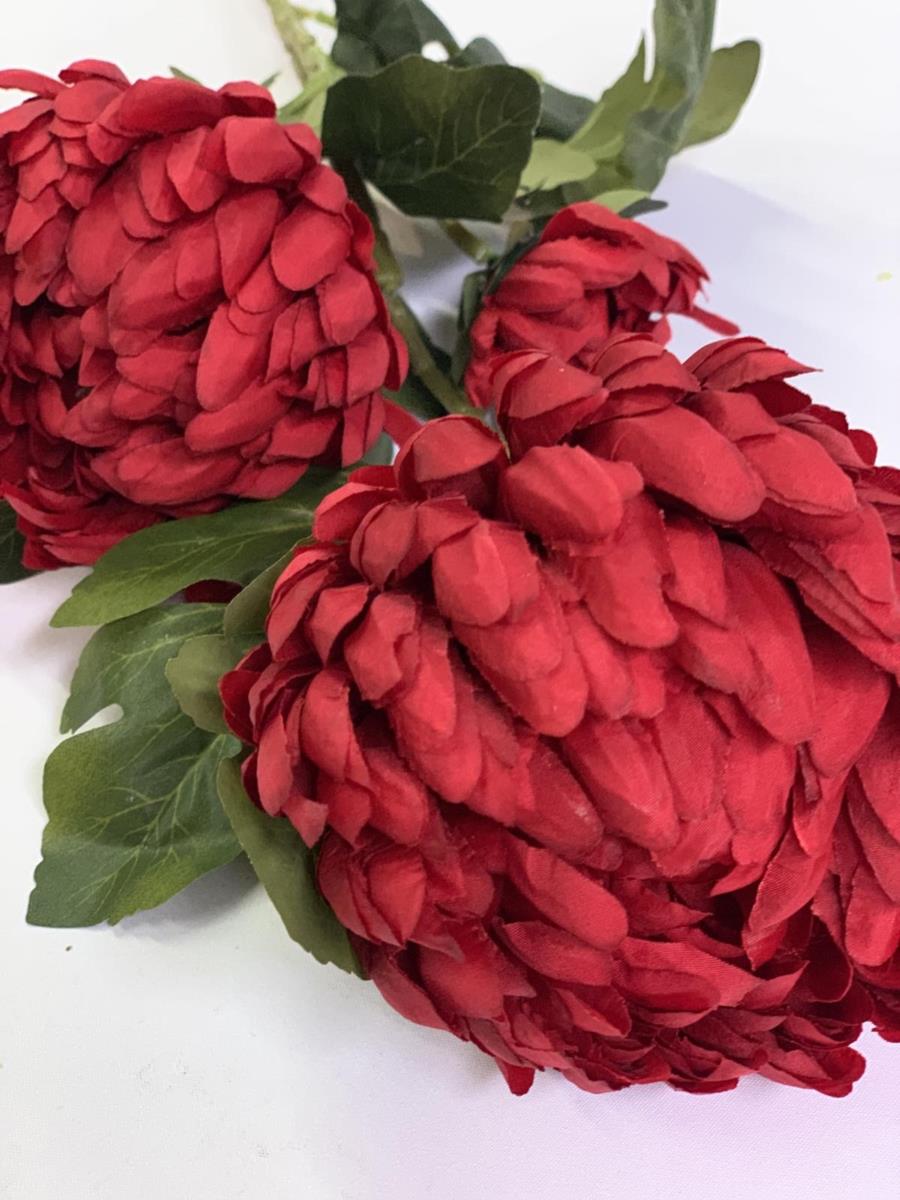 Ветка хризантемы красная 75см