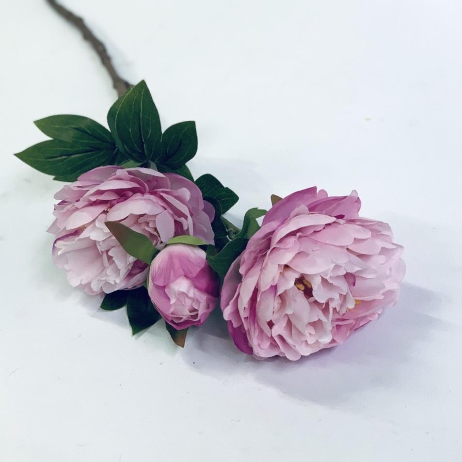 Ветка пиона светлая фуксия 78см - Зображення 2