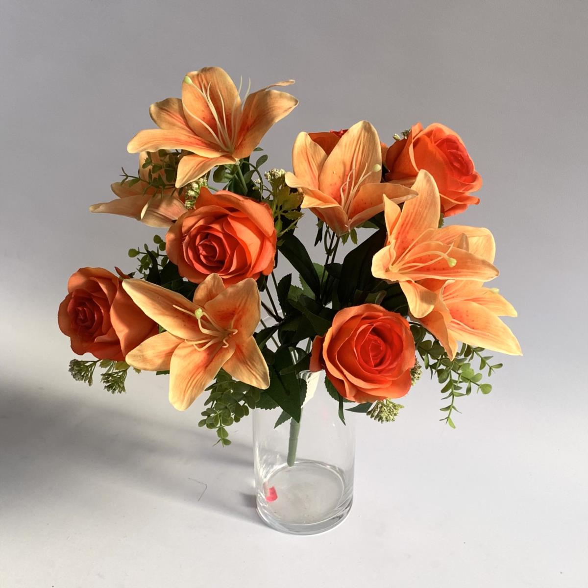 Букет лилий с розами оранжевый 40см