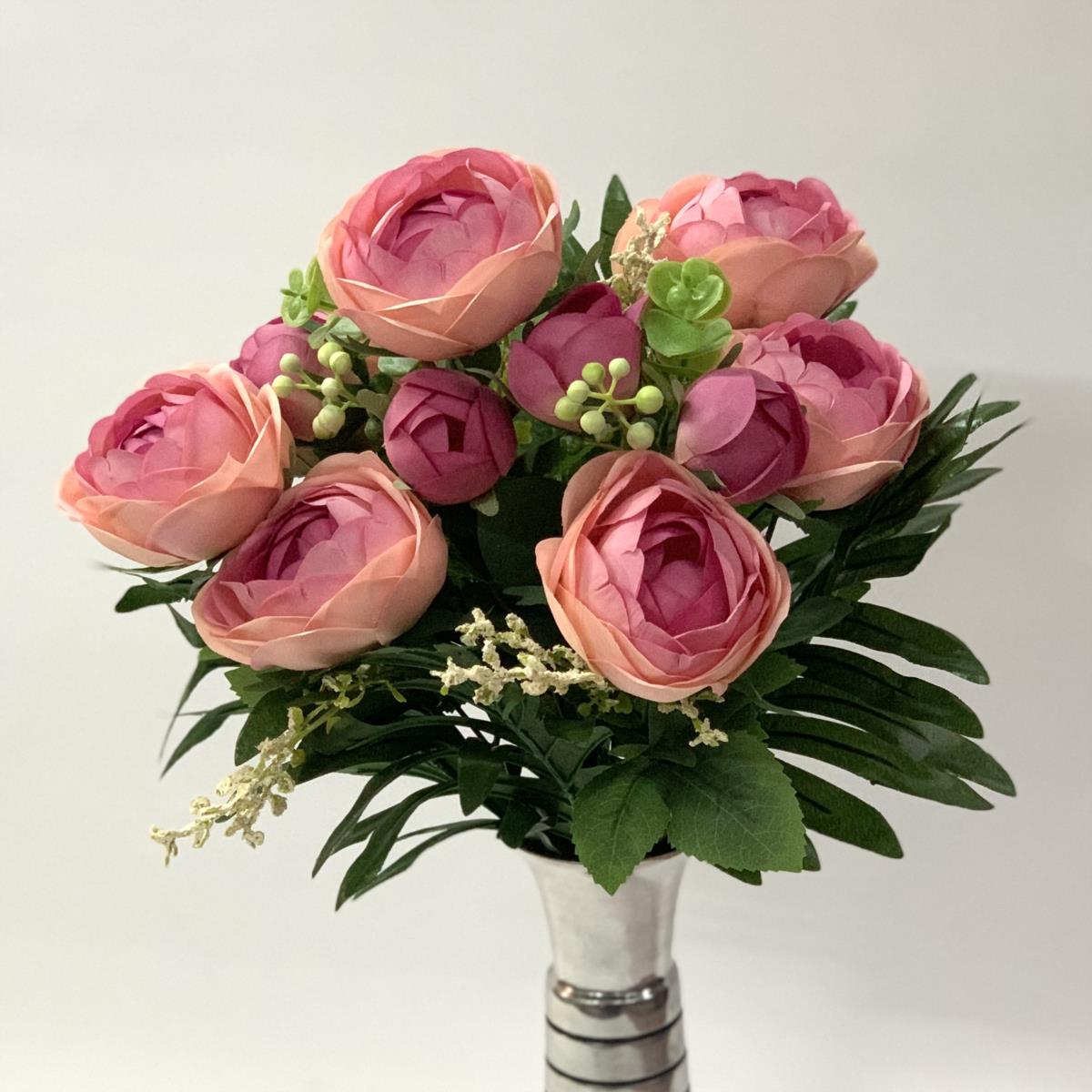 Букет камелий ярко- розовый 49см