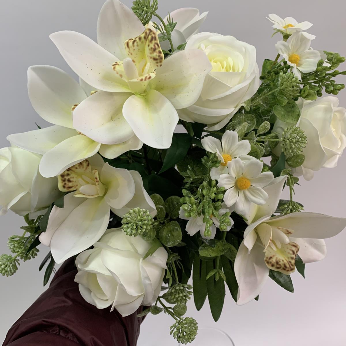 Букет роз с орхидеями молочный 50см - Зображення 2