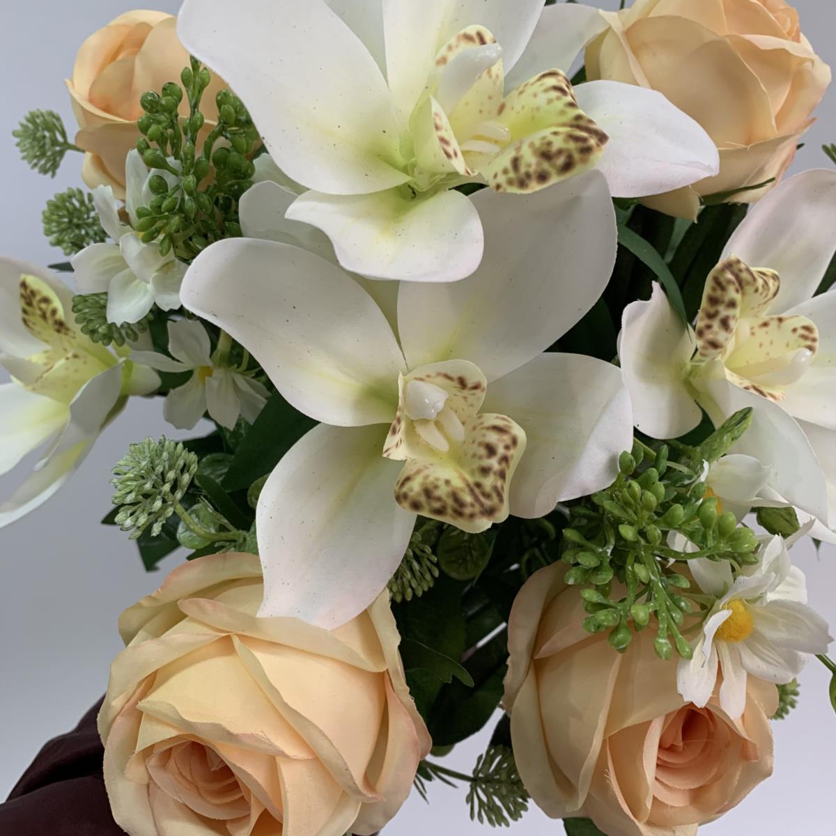 Букет роз с орхидеями  бело- желтый 50см - Зображення 2