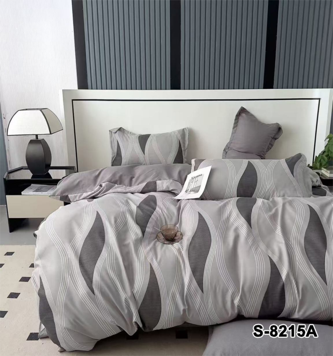 Односпальний комплект постільної білизни сатин S-8215A